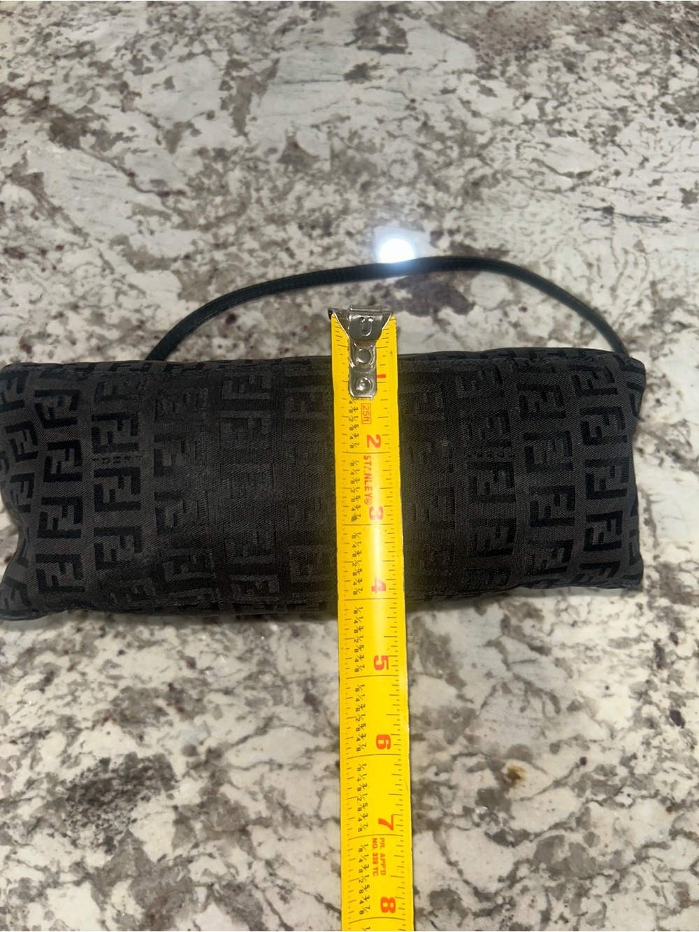 VTG Fendi Zucchino FF Monogram Logo Mini Pochette Shoulder Bag Black-Grey - Picture 6 of 16